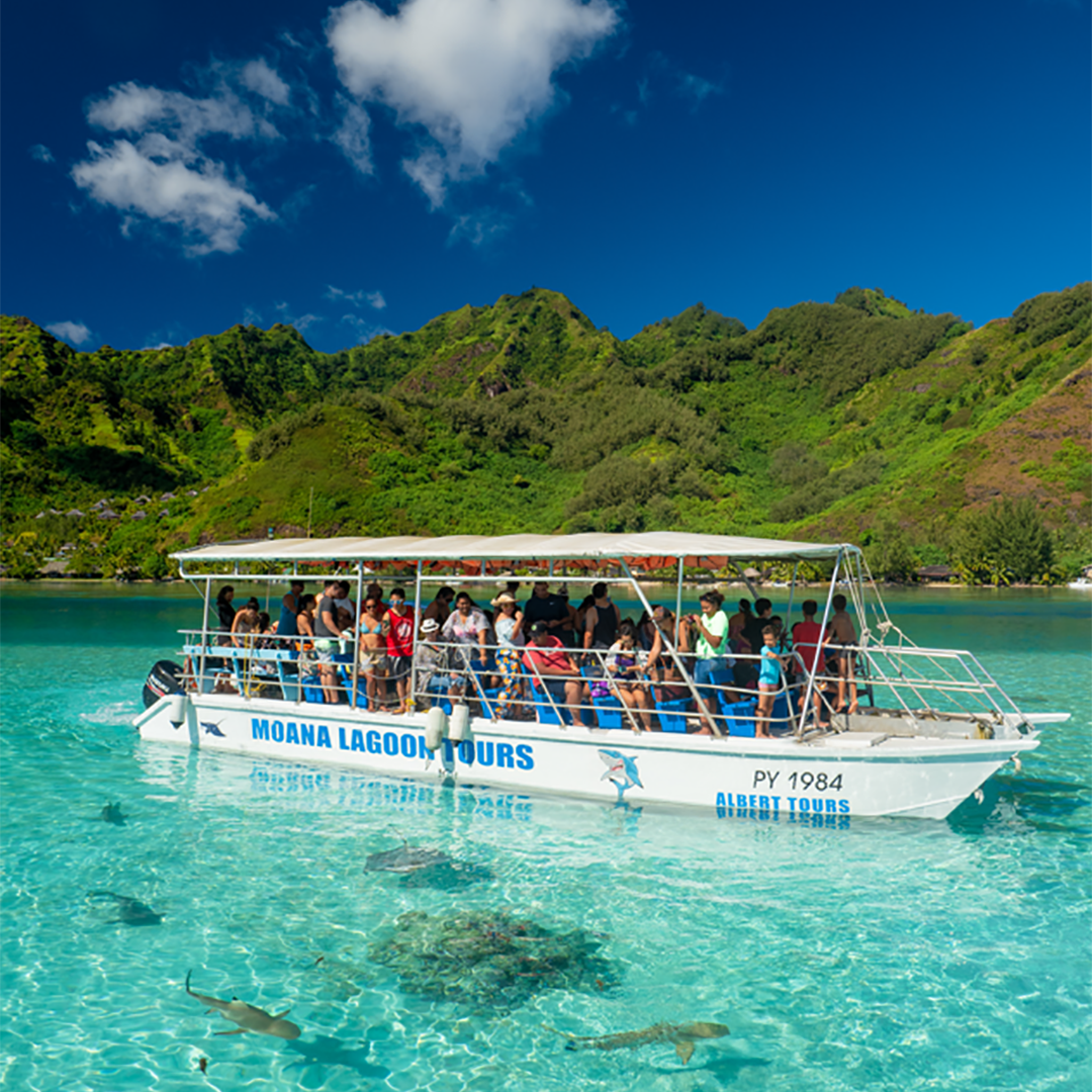 polynésie-française : Parcours en bateau sur le lagon